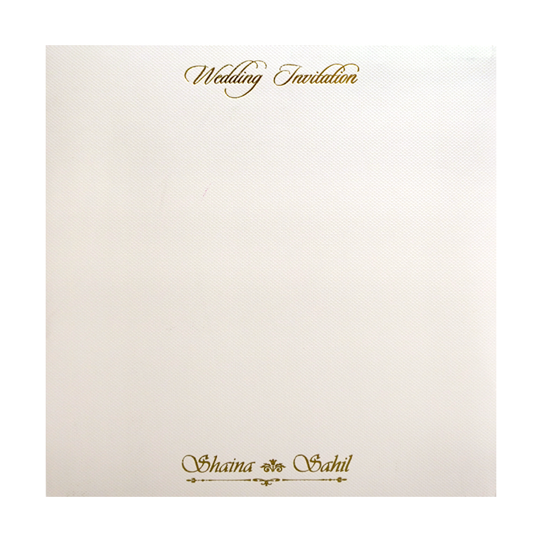 White Gold Geometric Padded Wedding Card - KMMEX8270