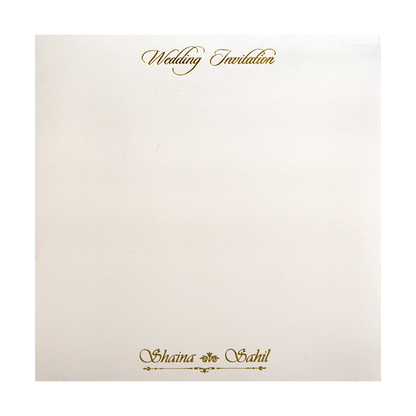White Gold Geometric Padded Wedding Card - KMMEX8270