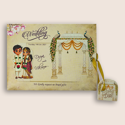 Cream Bride groom Wedding Card-KNKRL122