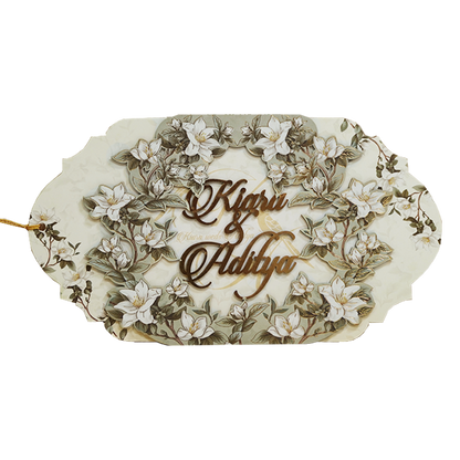 Sage Green Magnolia Floral Layered Wedding Card - KFR16140