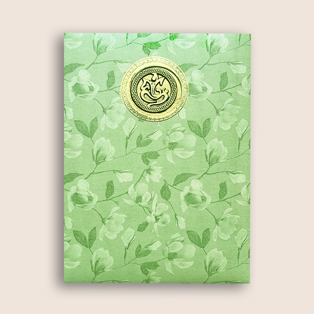 Green Gold Elephant Wedding Card - KNKC039GN