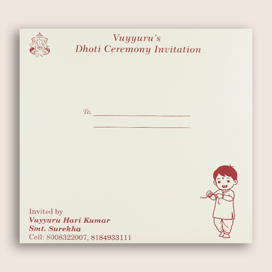White Dhoti Ceremony Invitation Card - KNKS2302D