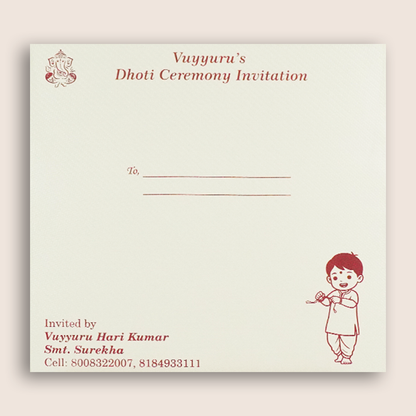 White Dhoti Ceremony Invitation Card - KNKS2302D