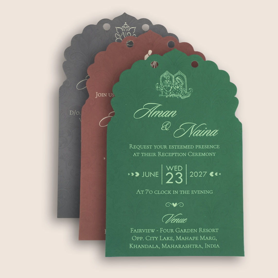 Pastel Brown Laser Cut Floral Wedding Invitation - KVN07850