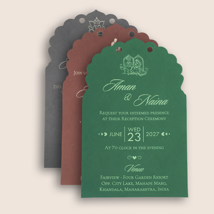 Pastel Brown Laser Cut Floral Wedding Invitation - KVN07850