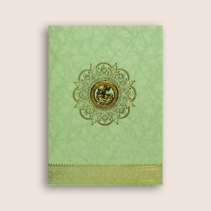 Green Floral Mandala Wedding Card - KNKR026GL