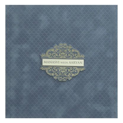 Grey Padded Wedding Invitation Card - KMMWD1153