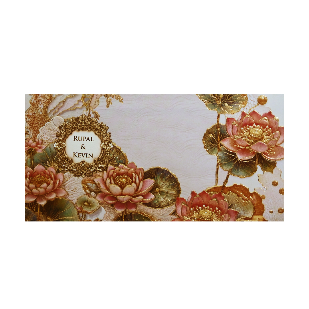 Embossed Lotus Floral Wedding Card-KPR06540