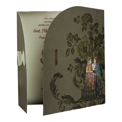 Green Floral Bride Groom Wedding Card-KNTH9611M
