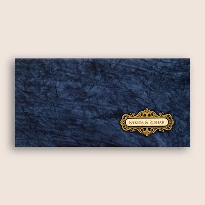 Premium Blue Handmade Paper Marriage Card - KPR07460