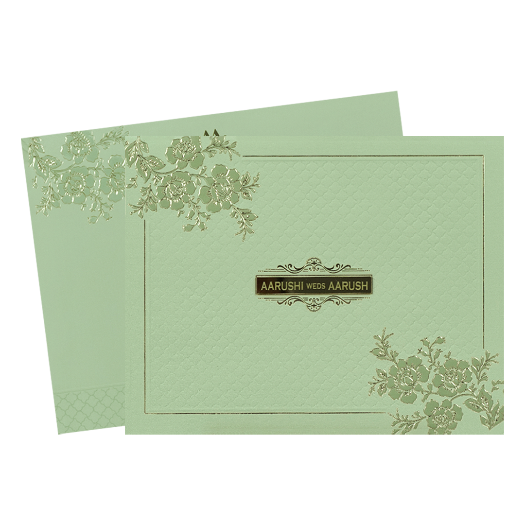 Sage Green Floral Textured Wedding Card-KSI64740