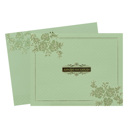 Sage Green Floral Textured Wedding Card-KSI64740