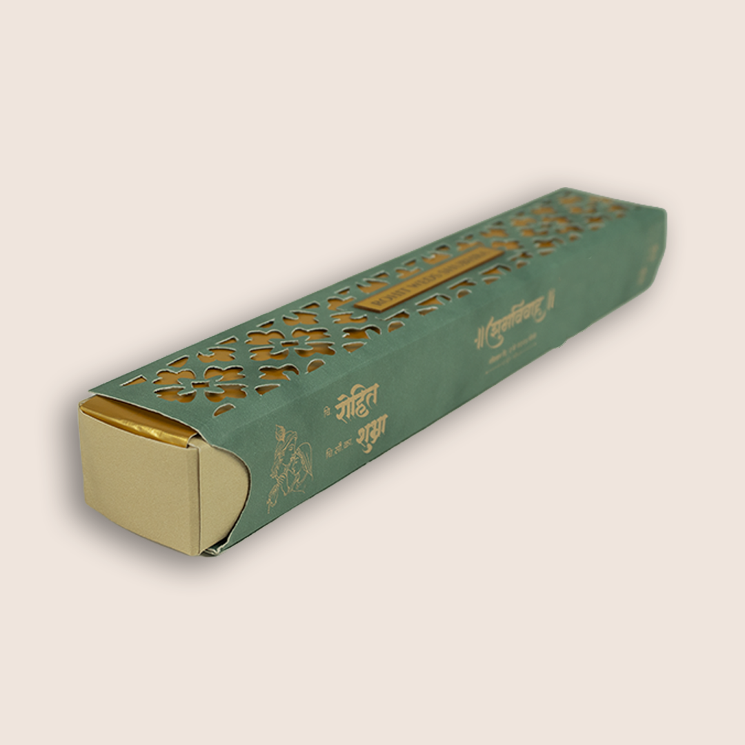 Green Laser Cut Floral Scroll Box Card - KJPS2924