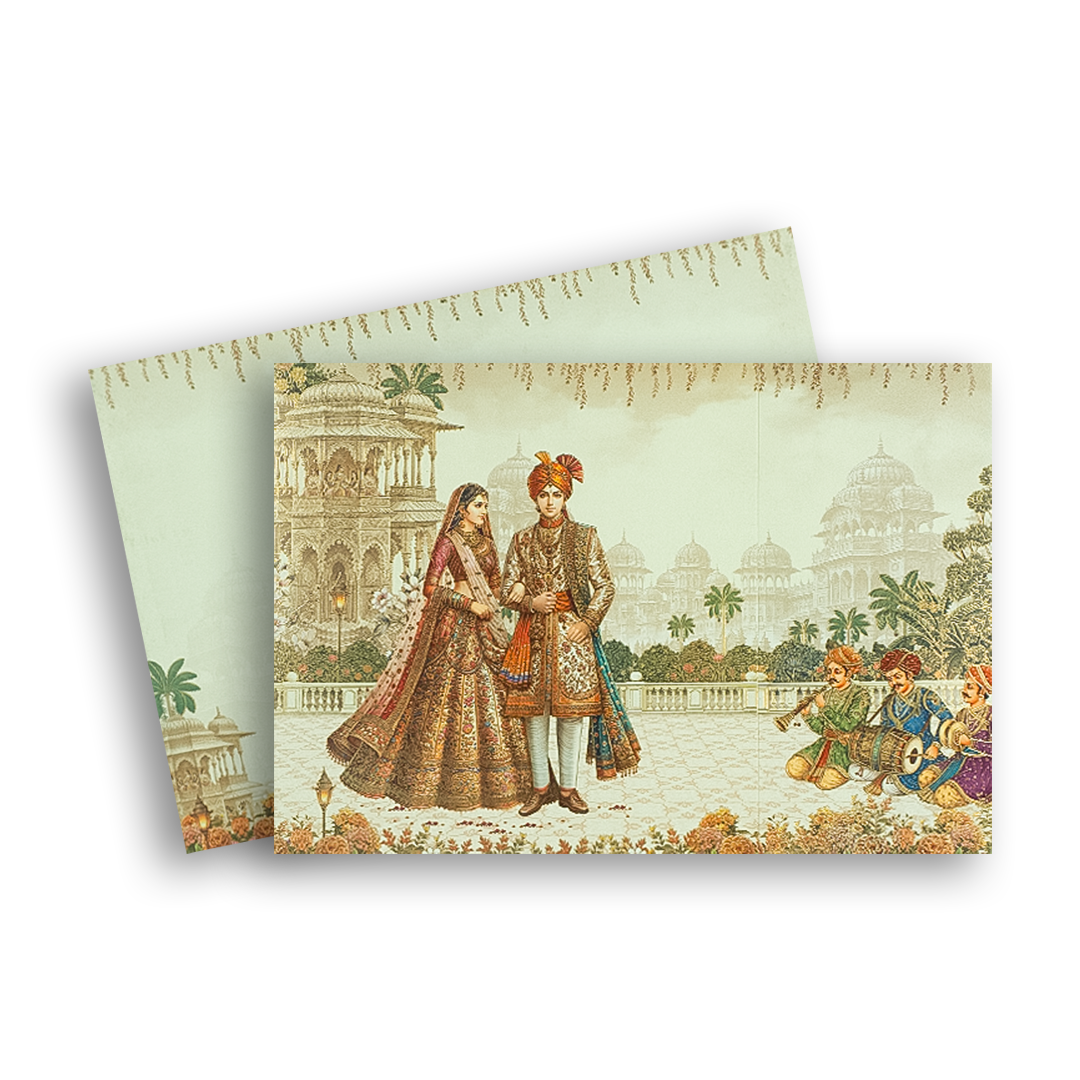 Cream Bride Groom Door Style Wedding Card - KAA05370