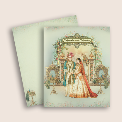 Blue Floral Arch Bride Groom Wedding Card - KAA05250