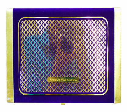 Violet Ultra Premium Velvet Invitation Box With Scodix Print-KNKUP010-King of Cards