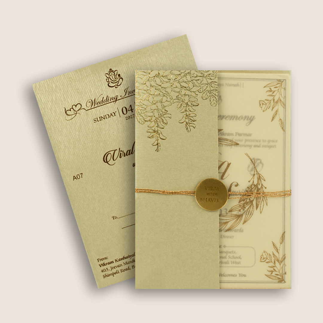 Ivory Floral Laser Cut Marriage Invitation - KMARA070