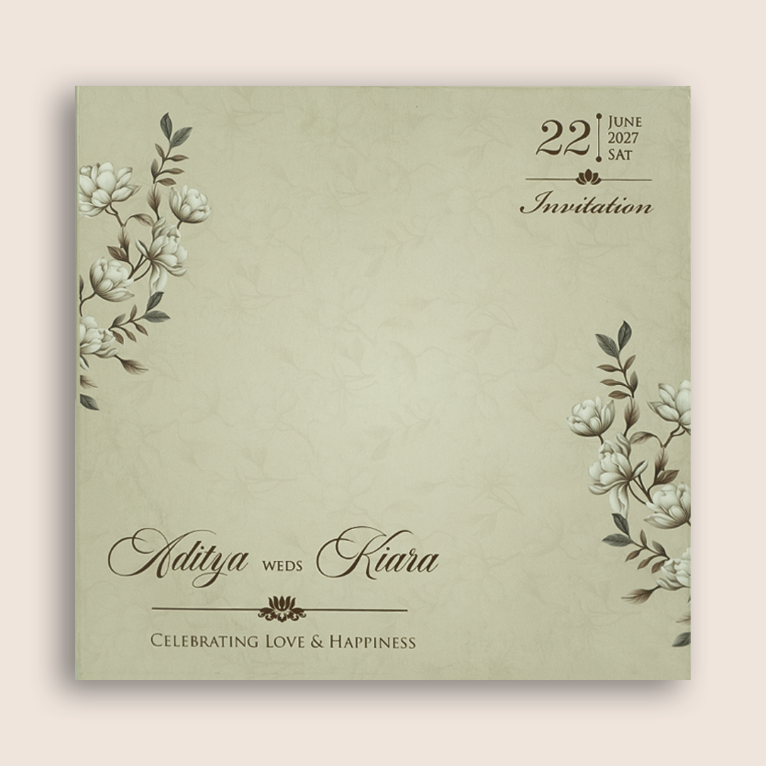 Cream Lilly Flower MDF Laser Cut Wedding Card - KFR17140