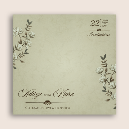 Cream Lilly Flower MDF Laser Cut Wedding Card - KFR17140