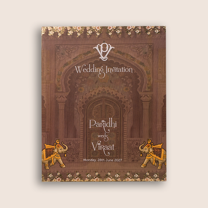 Brown Elephant Laser Cut Padded Invitation Card - KVN07920