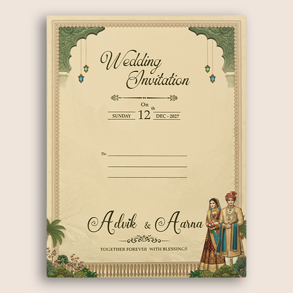 Peach Bride Groom Door Style Padded Wedding Card - KSH18480