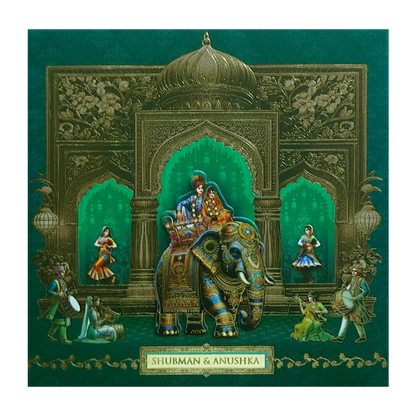 Royal Theme Padded Embossed Wedding Invitation Card-KRB09730