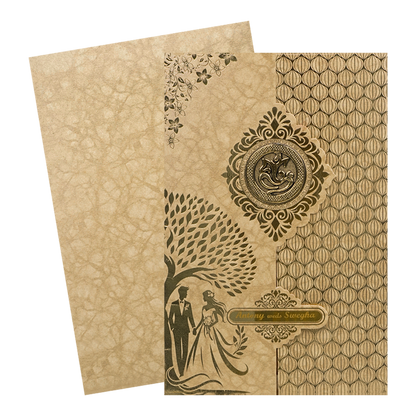 Gold Door Style Floral Bride Groom Wedding Card-KNK3603BR