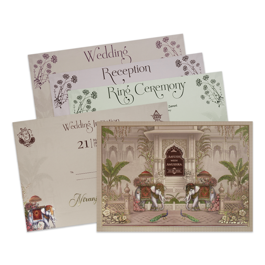 Pastel Palace Padded Wedding Card-KSH72660