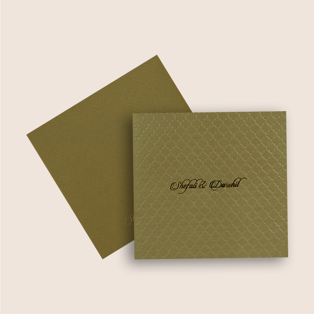 Gold Embossed Pattern Padded Invitation Card - KPR020090