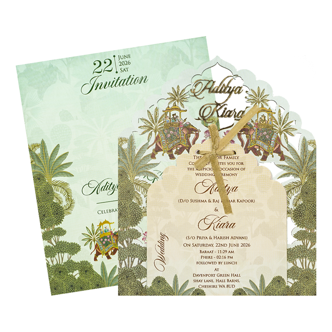 Pastel Mint Garden Theme Wedding Card-KFR16030
