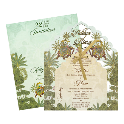 Pastel Mint Garden Theme Wedding Card-KFR16030