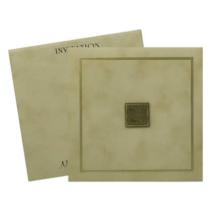 Beige Padded Classic Wedding Card - KRC31500