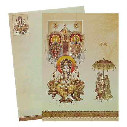 Cream Balaji Padmavathi Wedding Card-KNEP1605
