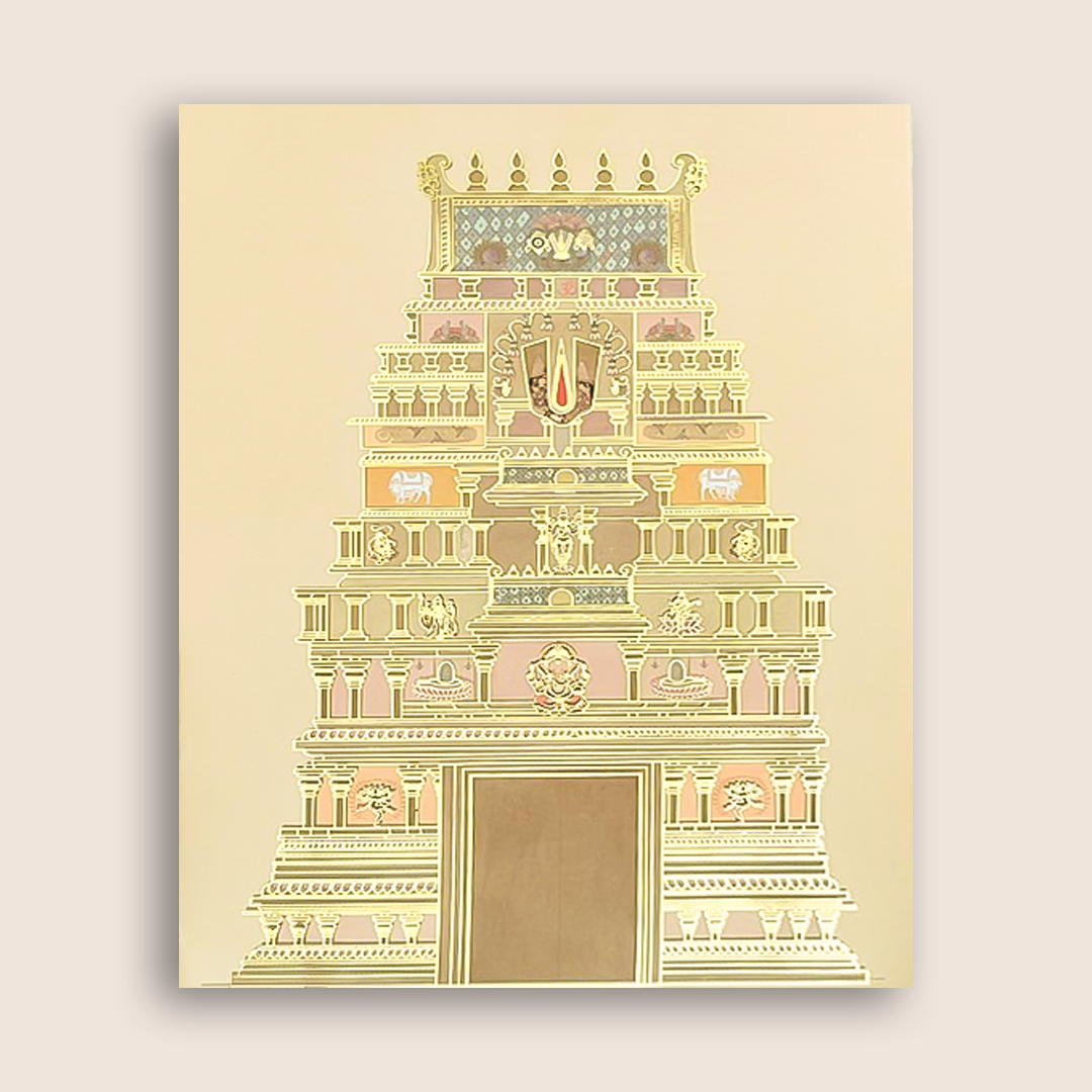 Cream Padded Temple Arch Wedding Card- KVR104