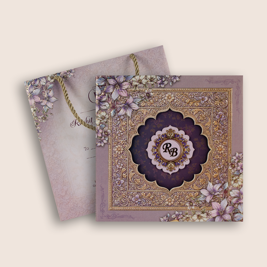 Lavender Floral Arch Royal Wedding Invitation Box - KSI33260