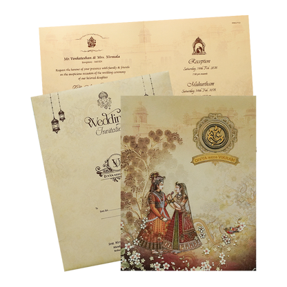 Royal Ganesha Couple Wedding Card-KNKJ1123
