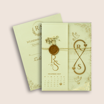 White Floral Wedding Invitation Card - KJP25090
