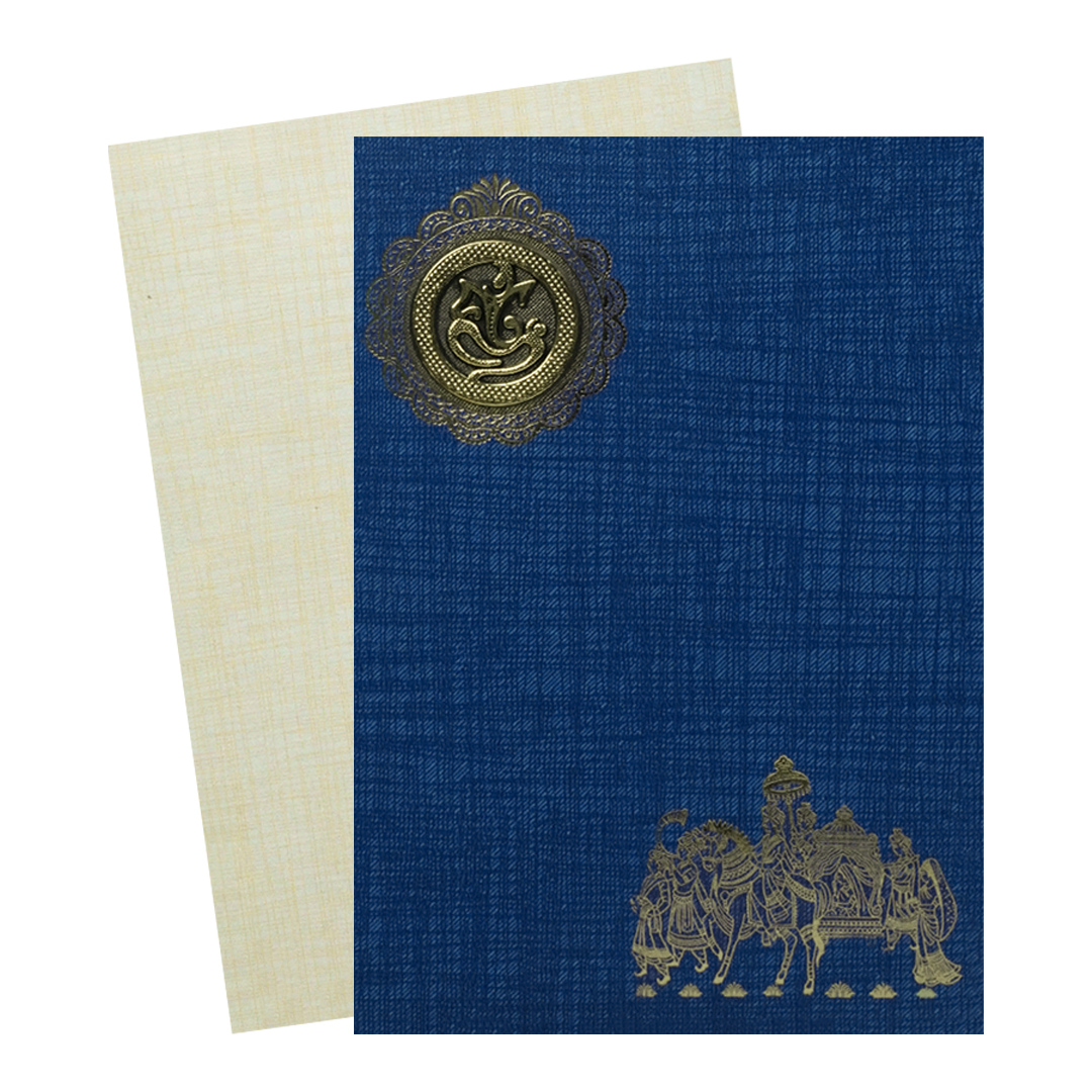Blue Ganesha Bride Groom Wedding Card-KNPP717B