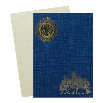 Blue Ganesha Bride Groom Wedding Card-KNPP717B