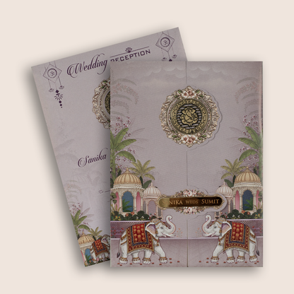 Lavender Royal Elephant Door Style Wedding Invitation - KSH27150