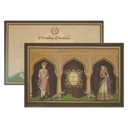 Check out Brown Palace Arch Padded Wedding Card at best price.WhatsApp Support|Express Delivery.