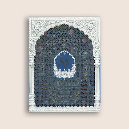 Royal Blue Premium 3D Palace  Booklet Style Wedding Invitation - KNLW202576