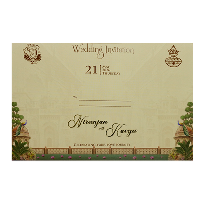 Grey Palace Floral Padded Wedding Card-KSH72180
