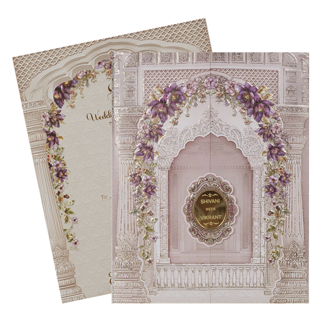 Pink Arch Floral Wedding Card-KSI65070