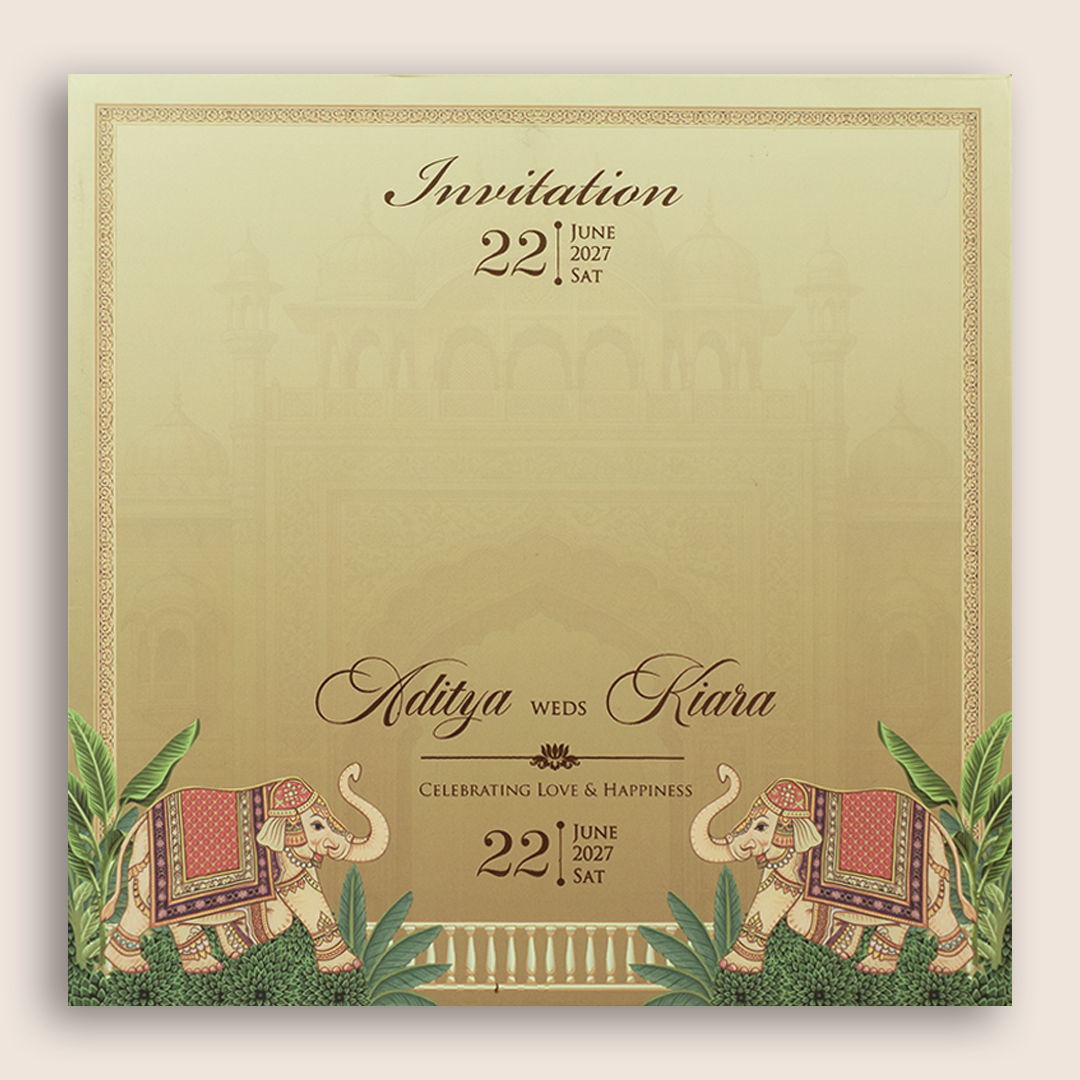 Pastel Brown Elephant Laser Cut Invitation Card - KFR17110