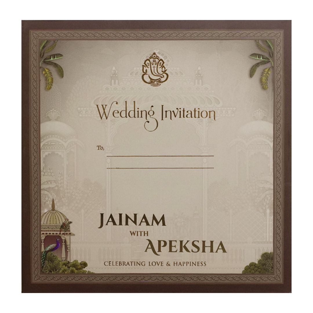 Brown Garden Padded Wedding Card - KSH72740