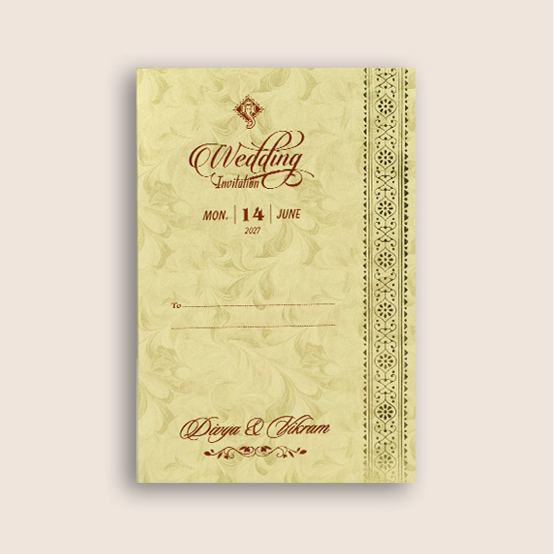 Pale Green Floral Single Sheet Marriage Card - KNPD1684