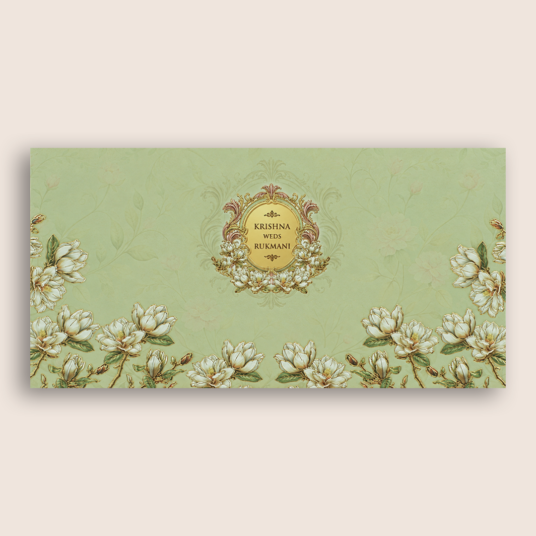 Pastel Green Floral Wedding Card - KJTS1933