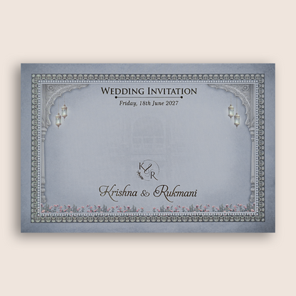 Grey Horse Chariot Padded Wedding Invitation Card - KJTS1926