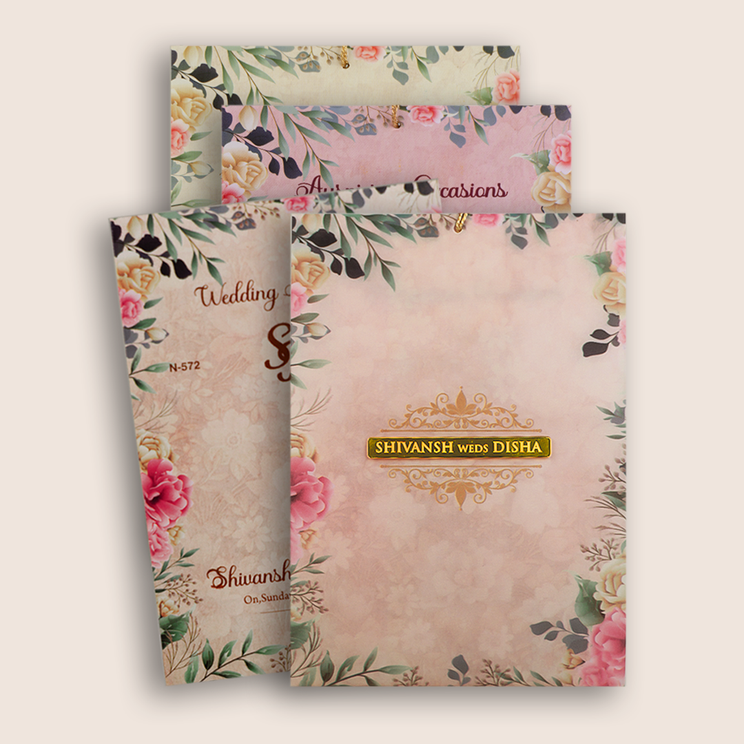 Cream Floral Wedding Invitation - KVN05720